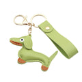 Cute Dachshund Leather Keychain Pendant for Bag Car Couple Gift