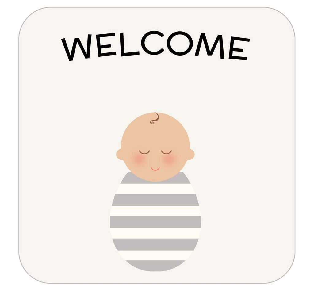 Stripe Baby Cocoon Swaddle Set – With Matching Headpiece & Announcement Card