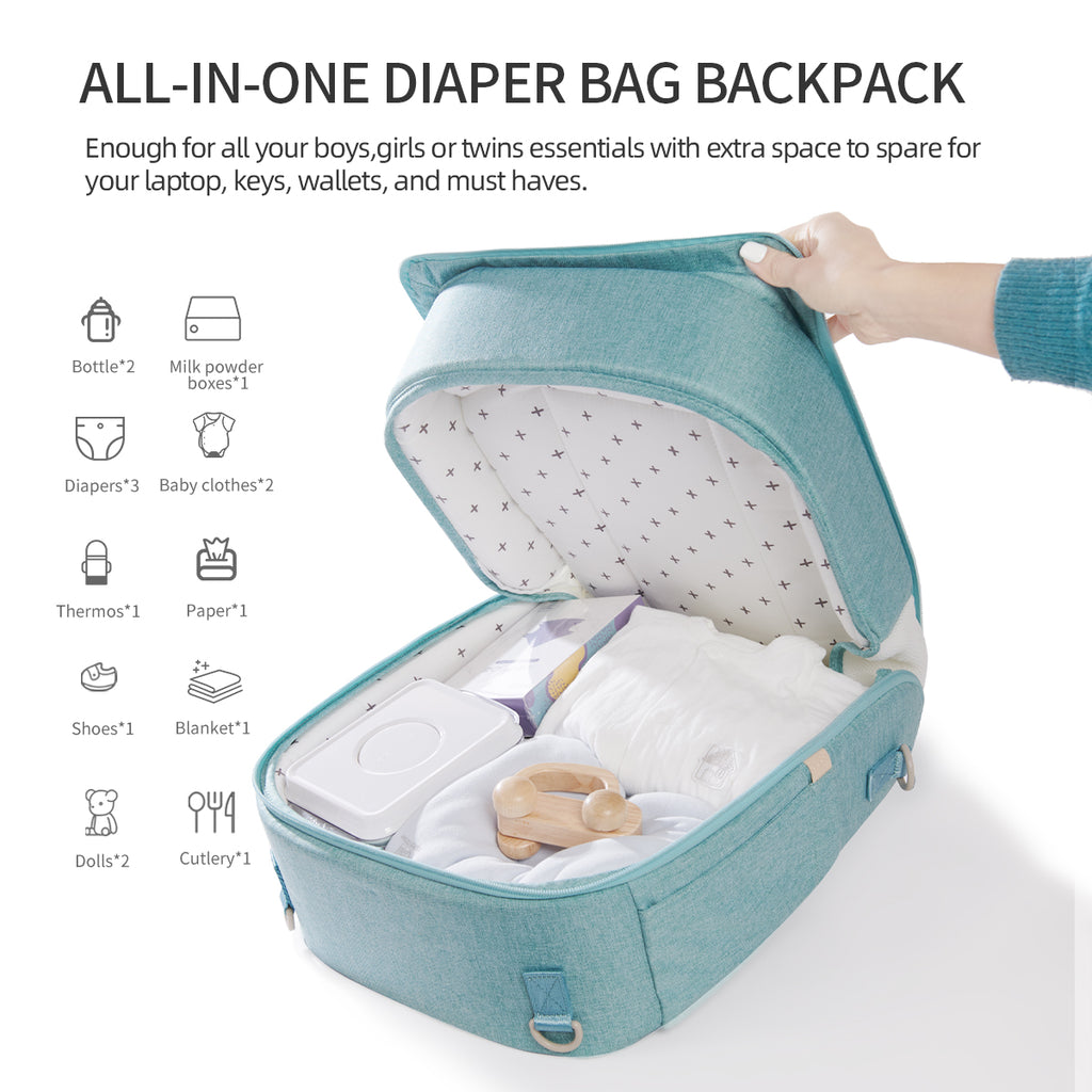 Portable Diaper Bag Backpack – Waterproof, Foldable & Stroller-Ready