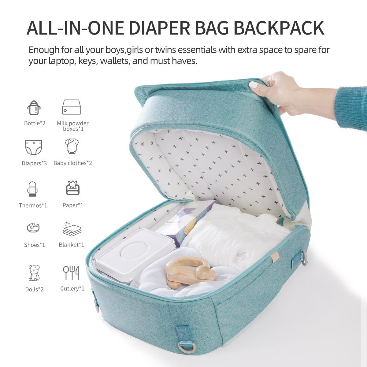 Portable Diaper Bag Backpack – Waterproof, Foldable & Stroller-Ready