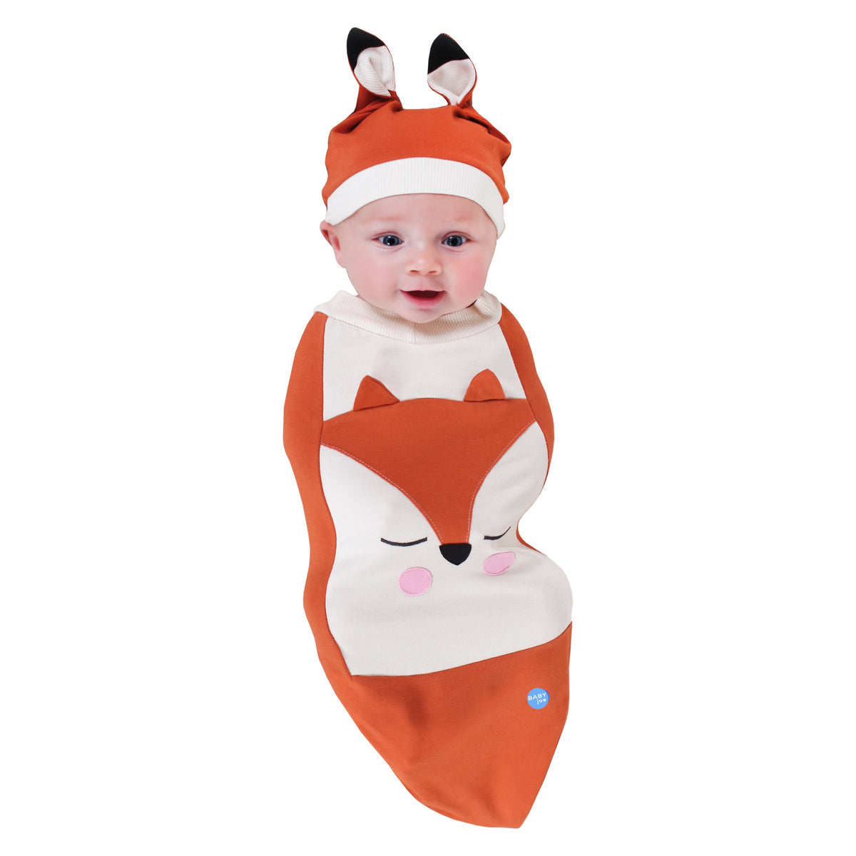 Fox Baby Cocoon Swaddle Set – With Matching Headpiece & Announcement Card