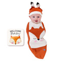 Fox Baby Cocoon Swaddle Set – With Matching Headpiece & Announcement Card