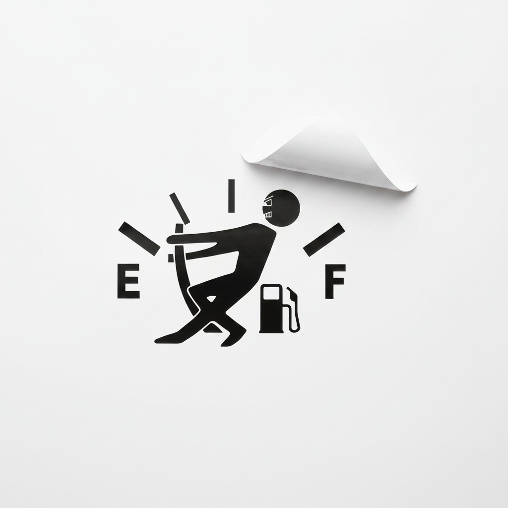 Compass Fuel Gauge Car Sticker flat lay on white background